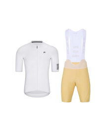 HOLOKOLO Kurzarm Radtrikot und Shorts - VICTORIOUS ELITE - Beige/Weiß